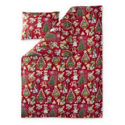 Moomin Duvet Cover Pillowcase Set Christmas Red 120 x 160 cm