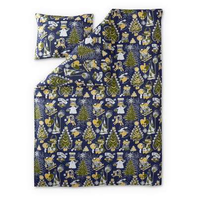 Moomin Duvet Cover Pillowcase Set Christmas Blue 120 x 160 cm