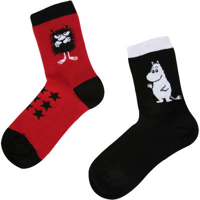 Moomintroll Stinky Black Red Mix and Match 2 pairs Socks 31-34