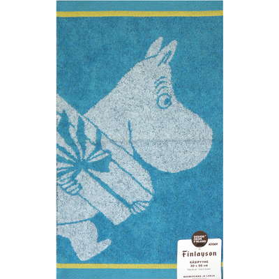 Moomin Hand Towel Moomintroll and Present Turquoise 30 x 50 cm Finlayson