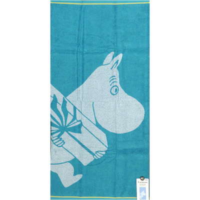 Moomin Bath Towel Moomintroll and Present Turquoise 70 x 140 cm Finlayson