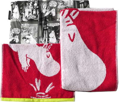 Moomin Terry Towels and Tote Bag Set Moominmamma Red 30 x 50 / 70 x 140 cm