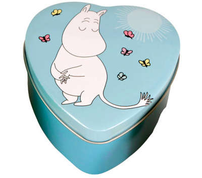 Moomin Heart Tin Box Blue Troll