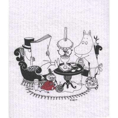 Moomin Dishcloth Moominpappa Reading Grey Optodesign