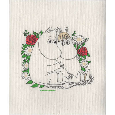 Moomin Dishcloth Snorkmaiden and Moomintroll Flower 17 x 20 cm