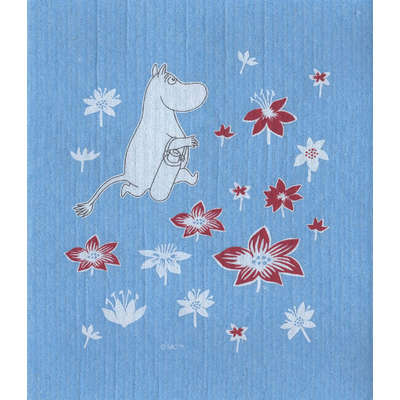 Moomin Dishcloth Moomintroll Flowers Blue 17 x 20 cm