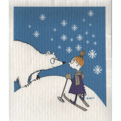 Moomin Dishcloth  Winter Mymble and the Bear 17 x 20 cm