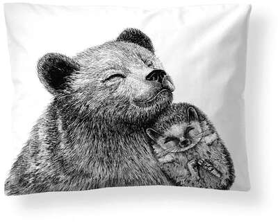 Finlayson Bear and Hedgehog  Pillowcase White 50 x 60 cm