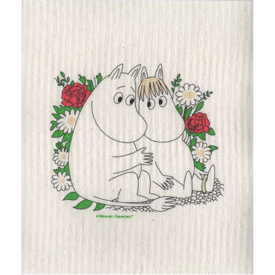 Moomin Dishcloth Snorkmaiden and Moomintroll Flower 17 x 20 cm