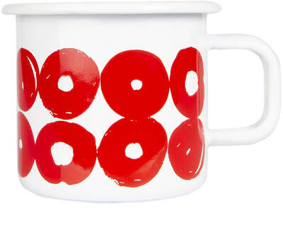 Muurla Enamel Mug Twirl Red White 0.37 L