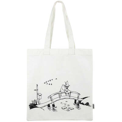 Moomin Bridge White Flat Totebag Ecobag Cotton