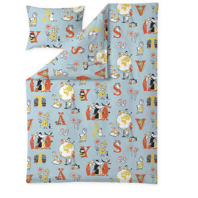 Moomin Duvet Cover Set ABC Blue 150 x 210 cm 50 x 60 cm