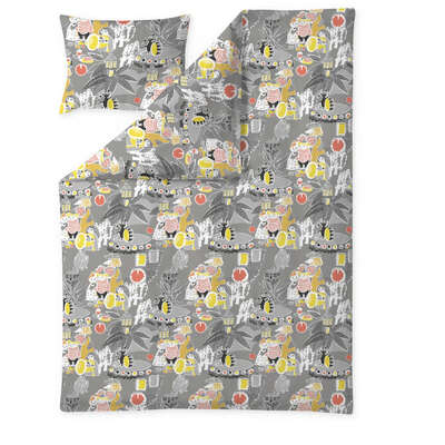 Moomin Duvet Cover Set Fairytale Grey Yellow 150 x 210 cm 50 x 60 cm GOTS 