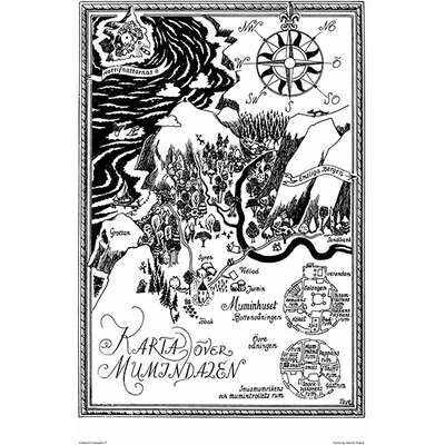 Moomin Poster Moomin Valley Map Swedish 50 x 70 cm