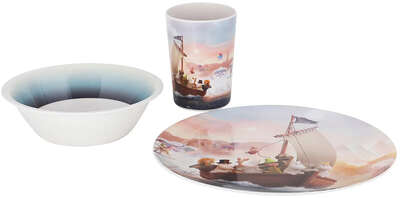 Moomin Animation Sailing Children Melamine Set Plate Tumbler Bowl