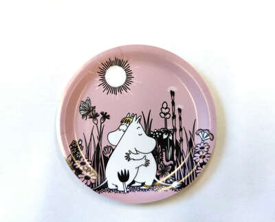 Moomin Mini Birch Tray Round 11 cm Love Hug Pink