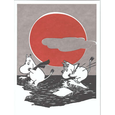 Moomin Greeting Card Letterpressed Jump on Ice