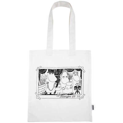 Moomin Family White Flat Totebag Ecobag Cotton