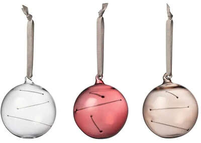 Iittala Glass Sun Ball 80 mm Set of 3  Clear Calluna Linen