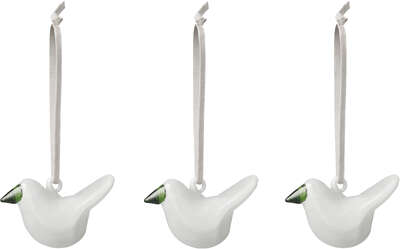 Iittala Oiva Toikka Glass Mini Birds White Decor Set of 3