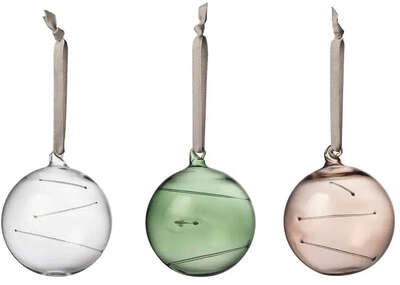 Iittala Glass Sun Ball 80 mm Set of 3  Clear Green Linen