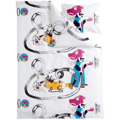 Moomin Duvet Cover Pillowcase Hemulen Violet Blue 150 x 210 cm 55 x 65 cm Finlayson