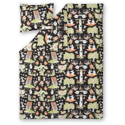 Moomin Duvet Cover Pillowcase Magic Black Coral 150 x 210 cm Finlayson