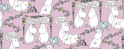 Moomin Half Panama Fabric My Hero Lempimuumi Pink Finlayson 100 x 150 cm