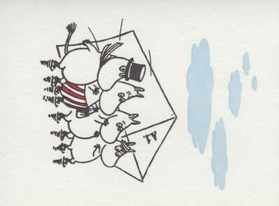 Moomin Greeting Card Letterpressed Skating Putinki