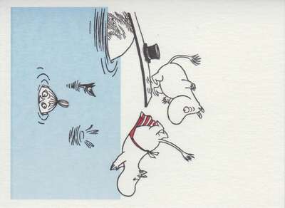 Moomin Greeting Card Letterpressed Swimming Putinki