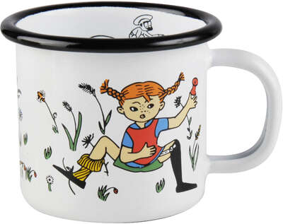 Pippi Enamel Mug 0.15 L White Pippi and Mr Nilsson