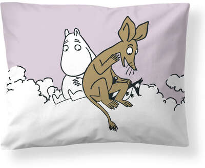 Moomin Pillowcase Pink Moomintroll and Sniff Clouds 50 x 60 cm Finlayson