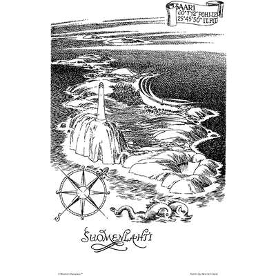 Moomin Poster The Gulf of Finland 24 x 30 cm Black and White
