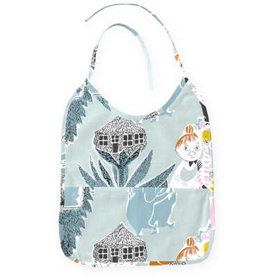Moomin Oilcloth Bib Fairytale Turquoise Orange 25 x 31 cm