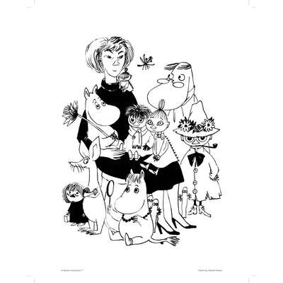 Moomin Poster Tove and her Moomin characters 24 x 30 cm Black and White