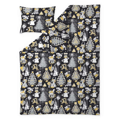 Moomin Duvet Cover Pillow Case Christmas Black 150 x 210 cm 50 x 60cm Finlayson Organic Cotton