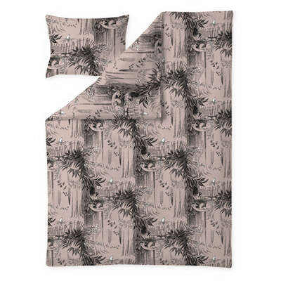 Moomin Duvet Cover Set Forest Rose Black 150 x 210 cm 50 x 60 cm GOTS