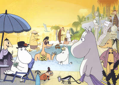 Moomin Picture Poster 24 x 30 cm Tove Jansson Swimming Pool