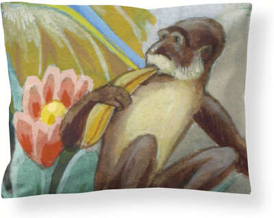 Finlayson Pillowcase Sateen Parrot and Monkey lemon Yellow 50 x 60 cm