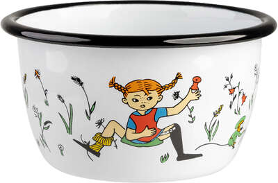 Enamel Bowl Pippi and Mr. Nilsson 0.3 L Muurla