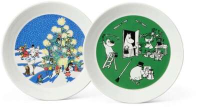 Moomin Collectors Plate 19 cm 2-pack Christmas and Drawing Arabia 